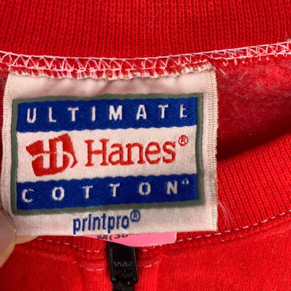 Ultimate Hanes Cotton Vintage 90s Zip Up Crewneck Cactus Desert Red Sweater M - Picture 3 of 6